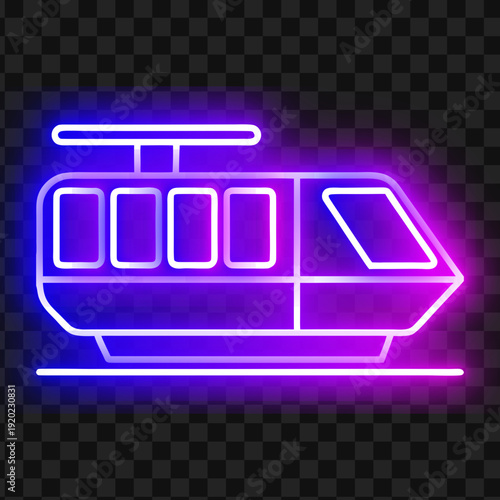 Neon Cable Car Icon Illustration Design Element Transport