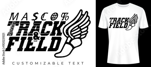 Mascot Track and Field Athletic T-shirt Design with Winged Foot Logo perfect for team apparel