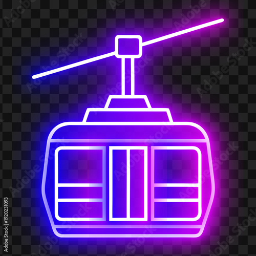 Neon Cable Car Icon Illustration Vector Design