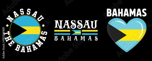 Nassau Bahamas Flag Souvenir Travel Vacation Vintage T-shirt Design