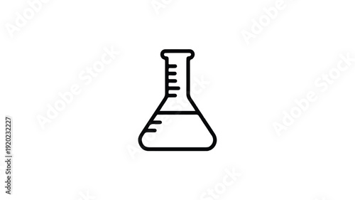 Minimalist vector icon of a laboratory conical flask, clearly depicting scientific research, chemical experiments, and educational studies for various applications
