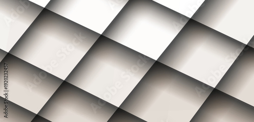 Abstract White and Gray Geometric Background – Layered Paper Cut Squares with Soft Shadow, Modern Minimal 3D Corporate Texture for Presentation, Website Header, and Branding Template