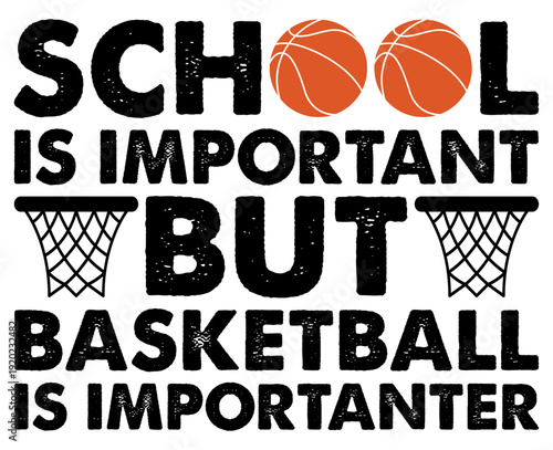 School Is Important But Basketball Is Importanter T-shirt Design
