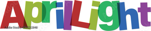 Colorful April Light text in multicolored letters  vibrant typography design element