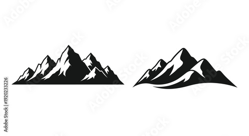 Two mountain range designs a bold graphic illustration silhouette