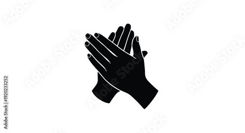 Two hands clapping in a striking black form silhouette