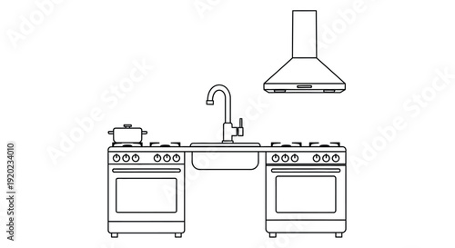 Simple kitchen appliance outline drawing a minimalist black silhouette