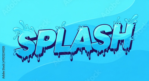Splash effect with dripping blue letters on wavy background