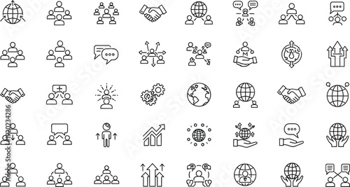 Set of representing teamwork and global collaboration concepts