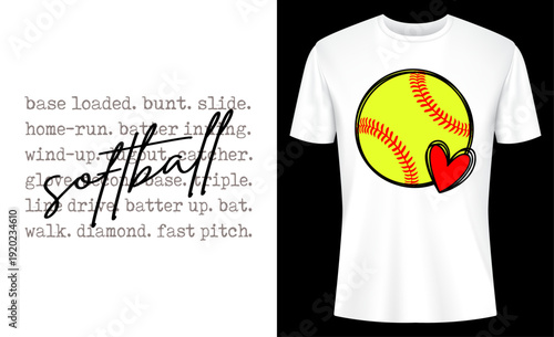 Softball Typography Game Day Softball SeasonT-shirt Design