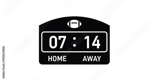 A black scoreboard displays time remaining in a football game silhouette