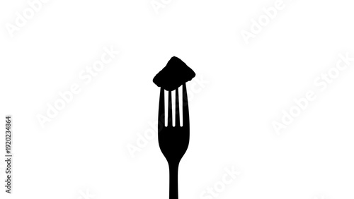 Single piece of food on a fork silhouette.