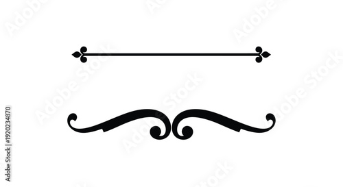 Two decorative black lines with floral elements a striking silhouette