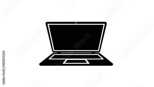 Sleek Black Laptop Computer Isolated on White Background.