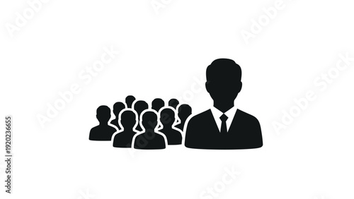 Silhouette of a man in front of a group of people icon.