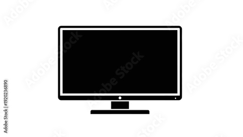 Sleek Black Television Set Displaying a Blank Screen.