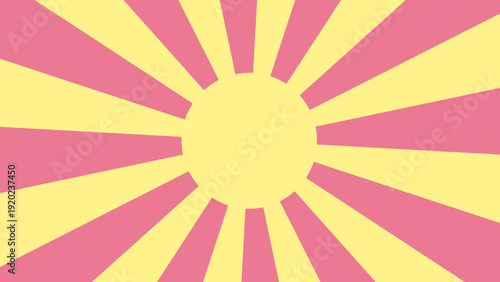春背景7 （放射/太陽/ピンクとイエロー）  / Pink and Yellow Sunburst Background with Circular Center Space