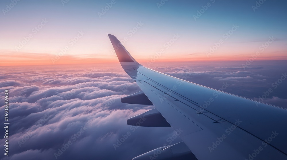 Fototapeta premium Sunrise brightens sky, Morning dawn shines above clouds, Sunrise ascends illuminating stormy heavens brightly, Beautiful dawn rises shining over turbulent tempest clouds clearly