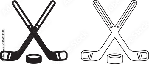 Crossed hockey sticks and puck vector illustration