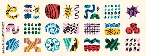 Set of abstract retro organic shapes vector. Collection of contemporary figure, cloud, flower, sparkle, mountain in funky groovy style. Cute hippie design element perfect for.