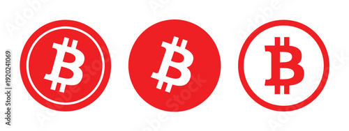 Bitcoin symbol icon set, crypto currency and digital coin logo, blockchain and financial technology concept, investment and online payment illustration
