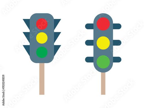 Traffic control lights. Red, yellow and green vector. Road Traffic Lights on white background.