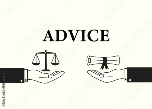 Legal Advice and Education Concept with Scales of Justice and Diploma Icon, Professional Guidance