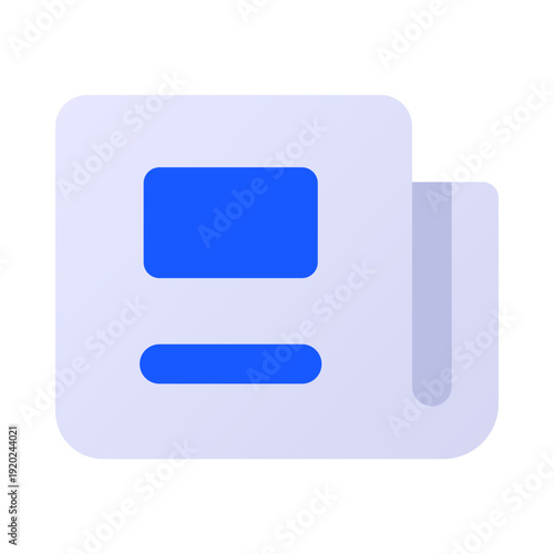 minimalist newspaper icon with blue elements for digital newsletter and news feed app interface