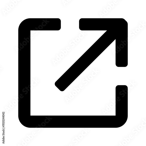 minimalist line icon of external link or open in new window with arrow and square frame for web and app interface
