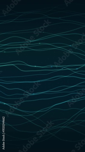Wavy lines flow across dark blue background