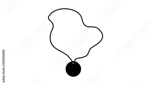 medal on a string, black isolated silhouette