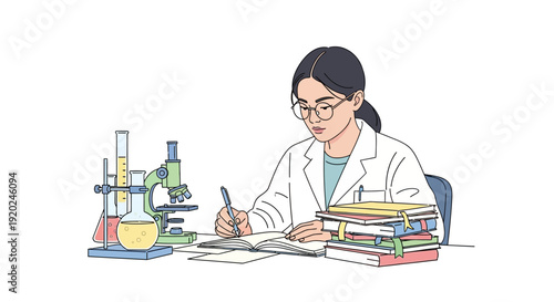 Female Scientist Working in Laboratory Setting.