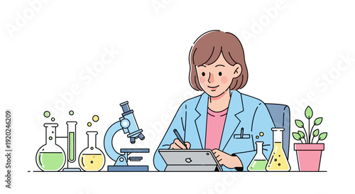 Female Scientist Working in Laboratory Setting.