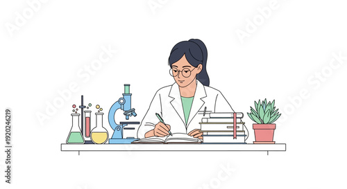 Female Scientist Working in Laboratory Setting.
