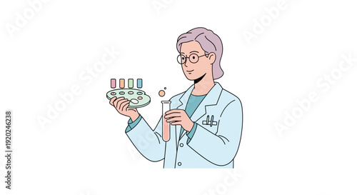 Scientist Examining Test Tubes in Laboratory.