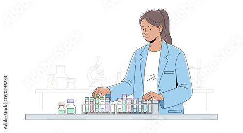 Woman Scientist Conducting Laboratory Research Experiment.