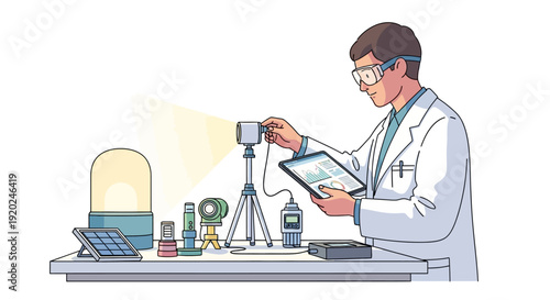 Scientist Conducting Laboratory Experiment with Equipment.