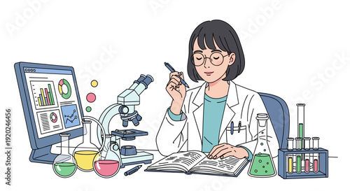 Female Scientist Conducting Laboratory Experiment.