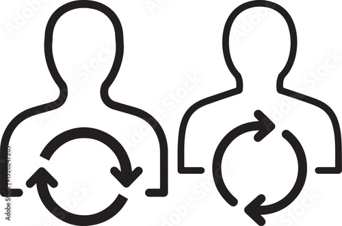 Person Icon with Circular Arrows: Representing Exchange, Interaction, and Refresh