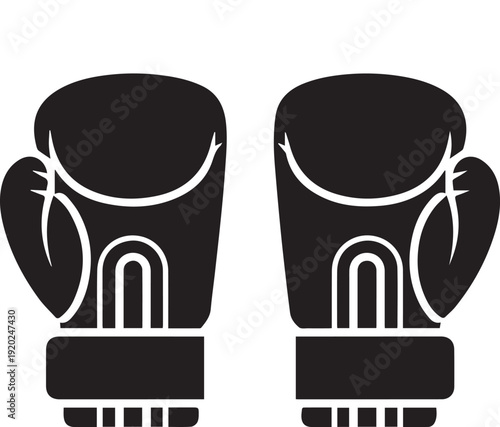 Professional Boxing Gloves and Combat Sports Silhouettes