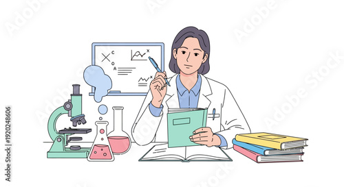 Female Scientist Conducting Laboratory Research Experiment.