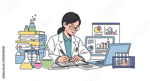Female Scientist Working in Laboratory Setting.