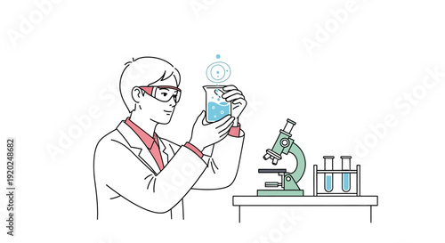 Scientist Examining Laboratory Test Tube Contents.