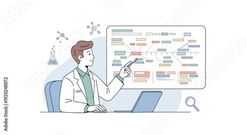 Scientist analyzing data on computer screen.