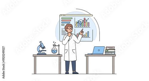 Scientist in Lab Coat Conducting Experiment.