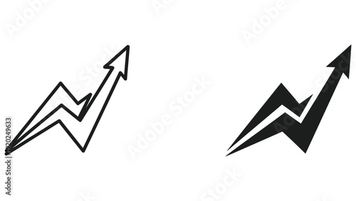 Lightning bolt arrow chart icons showing upward trend and growth