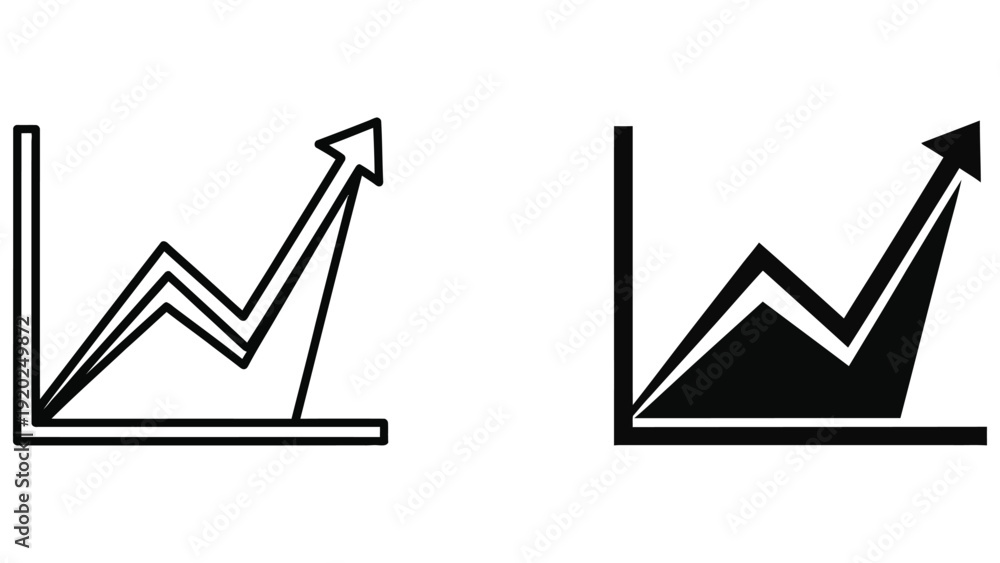 Obraz premium Business growth chart, line graph with upward arrow icon