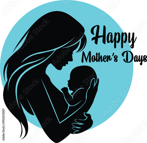A heartwarming silhouette illustration celebrating the special bond between mother and child, perfect for a Happy Mothers Day message