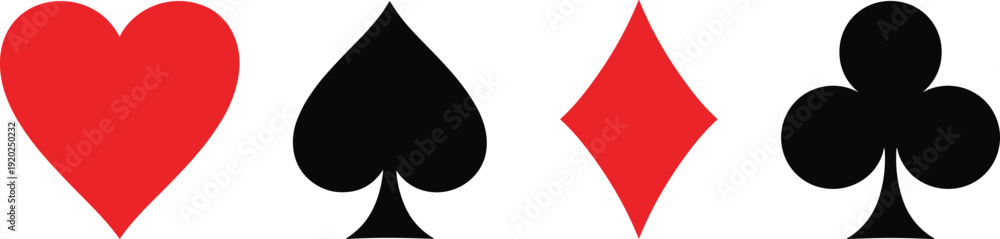 Obraz premium Playing Card Suit Symbols Vector with Heart Spade Diamond and Club Icons for Casino Games Poker Design and Classic Card Graphics