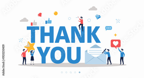 Thank You Message with People and Icons.